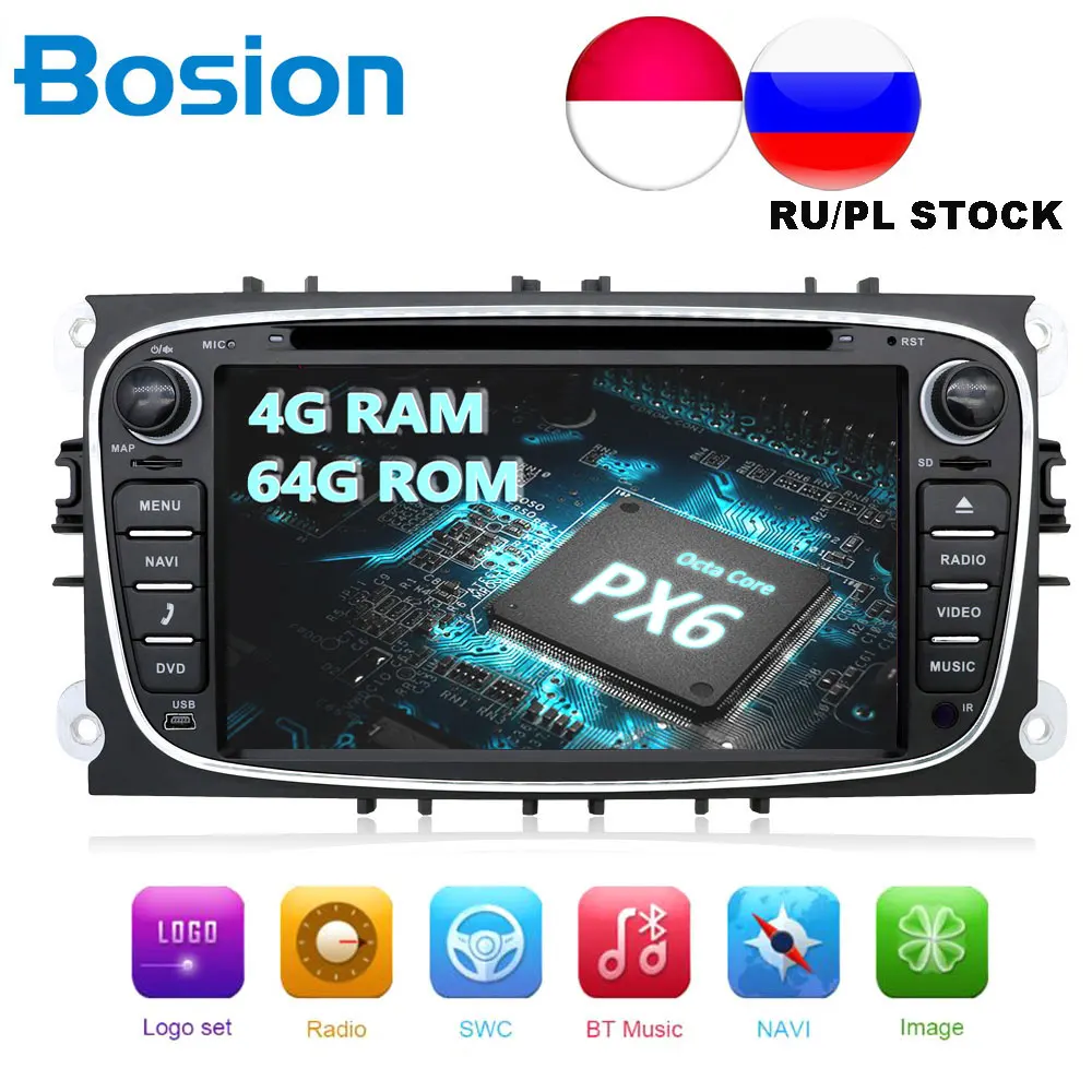 Android 9,0 автомобильный dvd-плеер 2 Din радио gps Navi для Ford Focus Mondeo Kuga C-MAX S-MAX Galaxy Аудио Стерео головное устройство