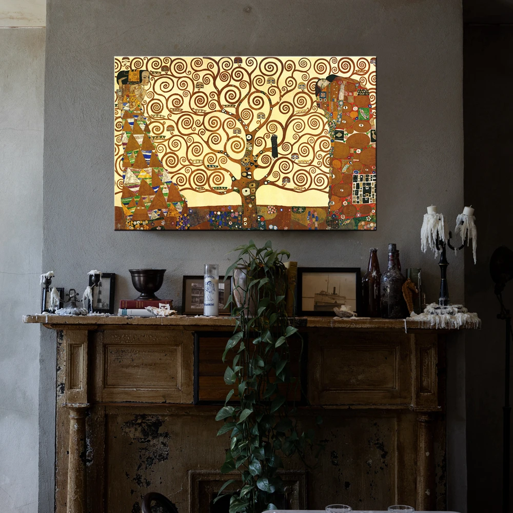 Древо жизни HD Печать Густава Климта поцелуй пара удовлетворить реплики холст