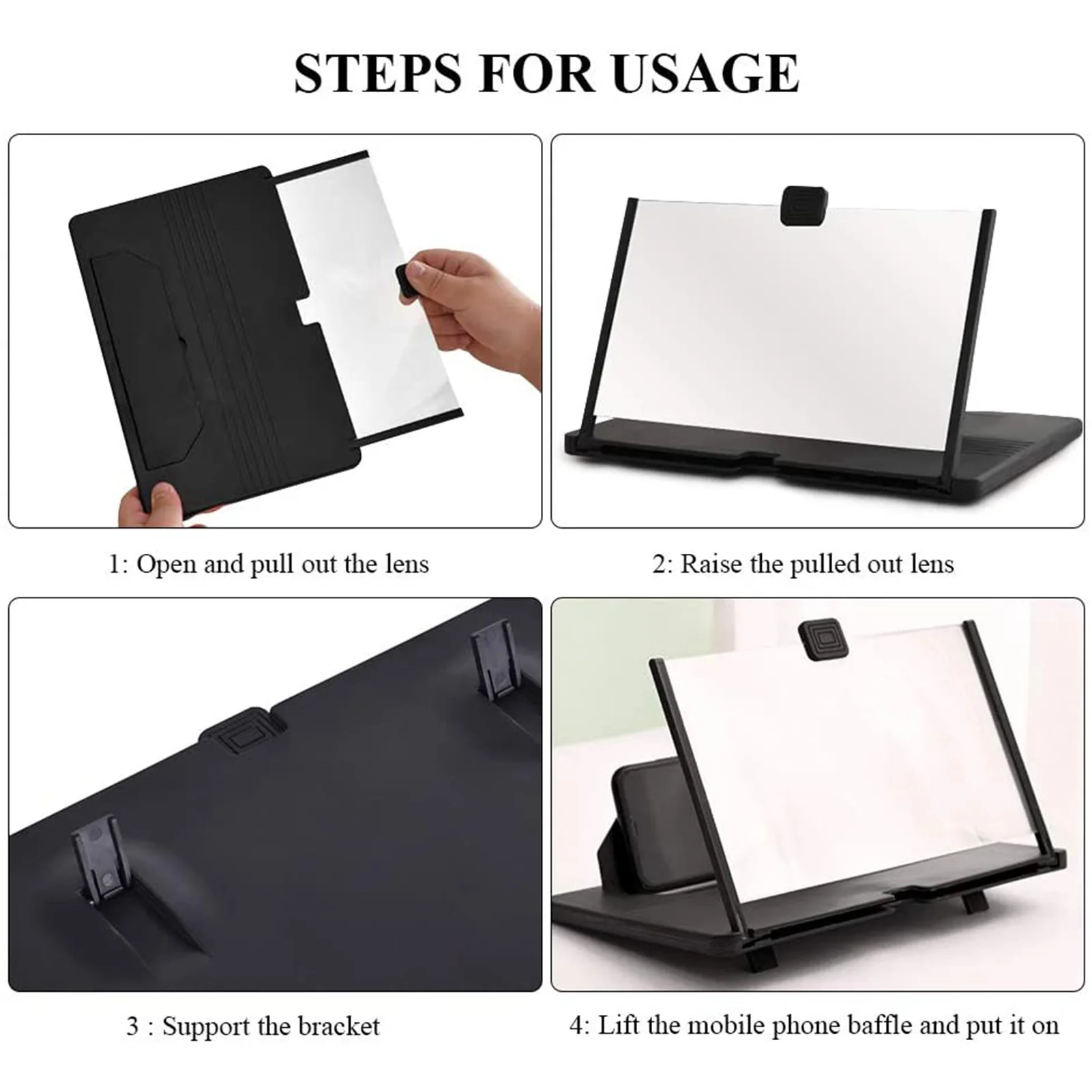 1216inch 3d mobile phone screen magnifier hd video amplifier stand bracket with movie game magnifying folding phone desk holder free global shipping