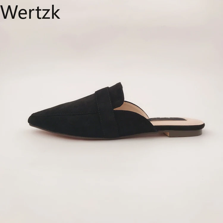 Женские босоножки на плоской подошве шлепанцы с острым носком уличные E506 лето