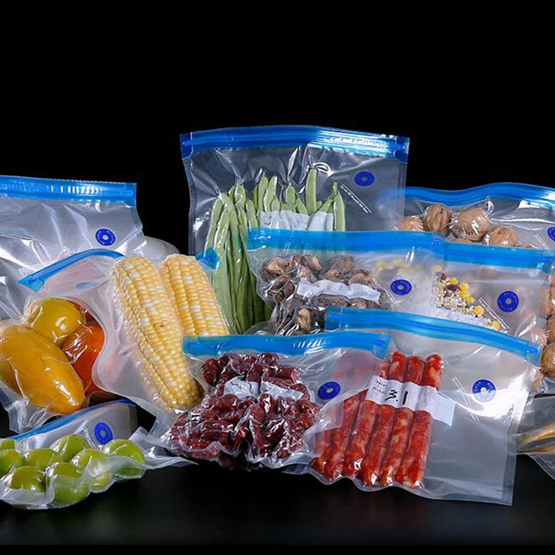 10pcs Reusable Food Storage Bags Vacuum Bag Food Air Vacuum 