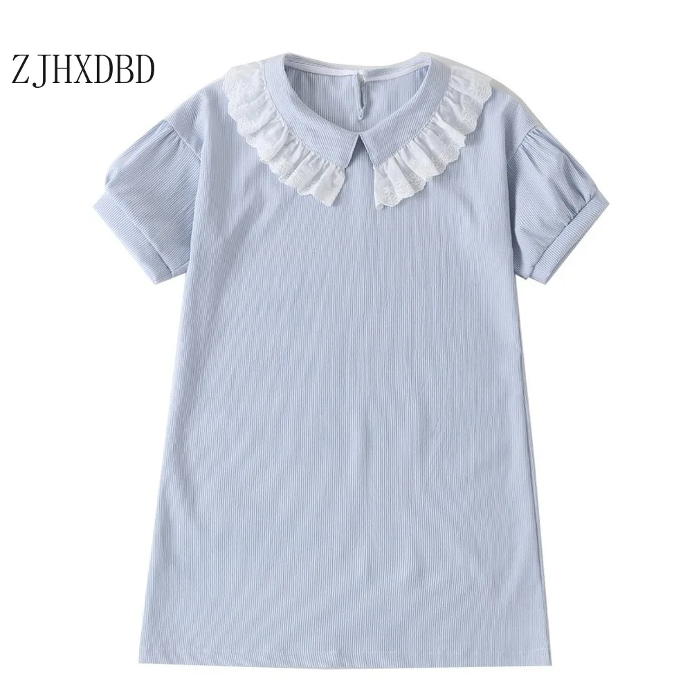 Платье для девочек Лето 2020 Корейская иностранная синяя однотонная Повседневная