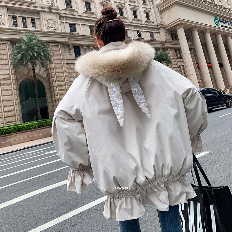 Женская зимняя куртка с капюшоном длинная однотонная Свободная большого размера