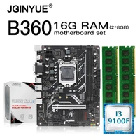 jginyue b360 motherboard lga 1151 set kit with intel core i3 9100f processor 16gb28gbddr4 memory m 2 nvme matx b360m vdh