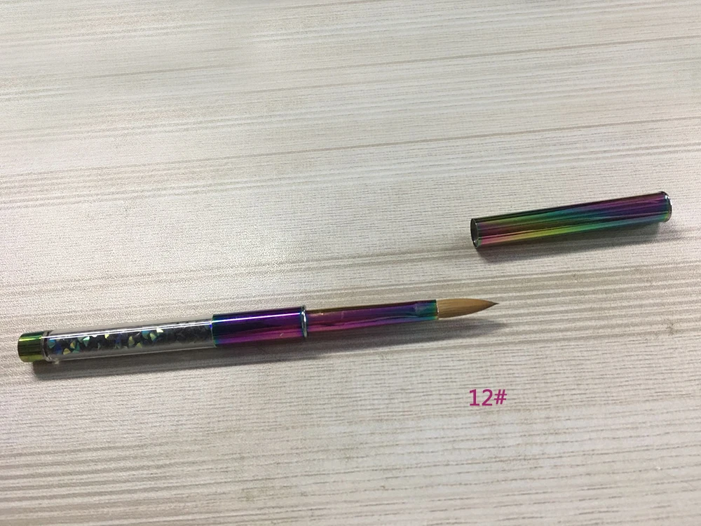 Size 12 ANGNYA Kolinsky Соболь Красная деревянная ручка акриловая кисть для нейл-арта 2#4#8#12#16#20#24# УФ-Гелевая Кисть-ручка для резьбы жидкая пудра DIY для ногтей - Цвет: Size 12