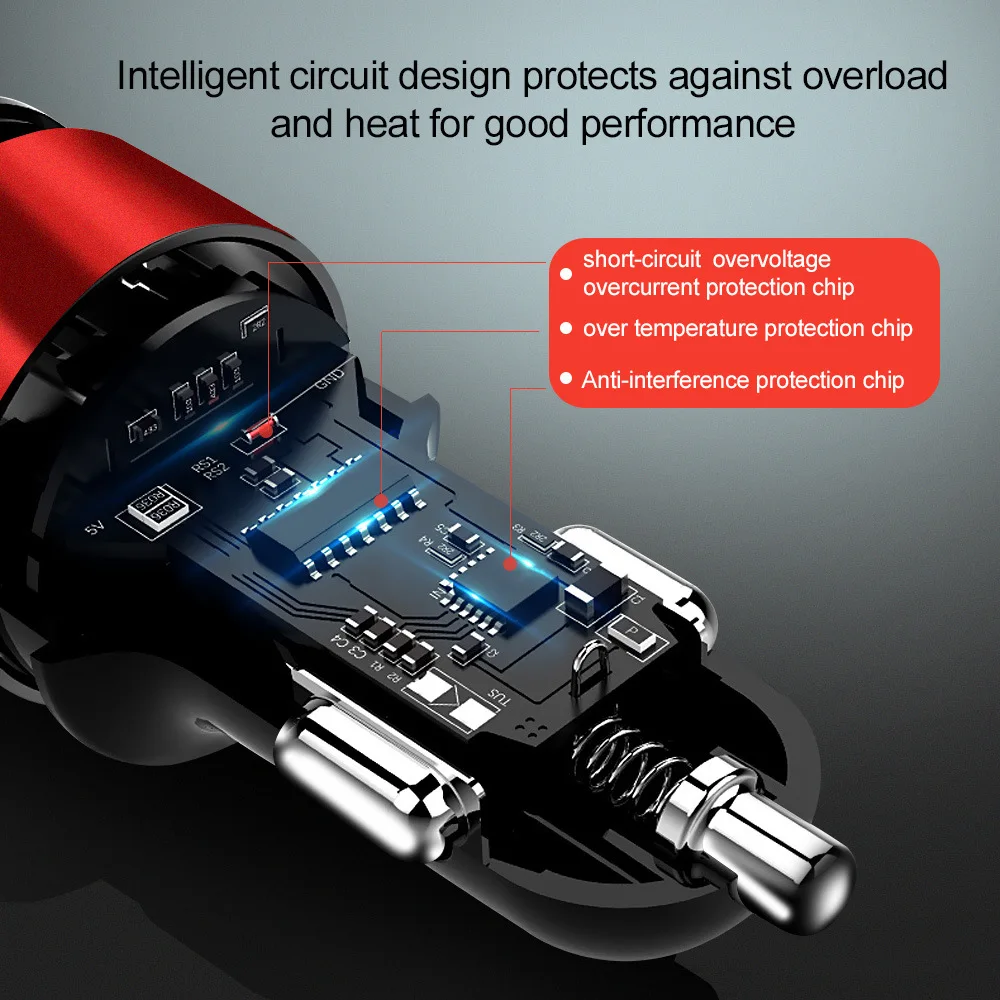 Автомобильное зарядное устройство DSMOTEK 3.1A светодиодный дисплей двойной USB