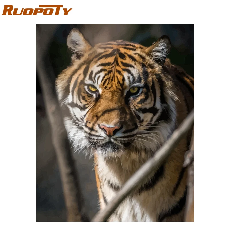 190820-28 Ruopoty рамка Diy Краска ing по номерам Бабочка Животные Современная Настенная живопись холст Рисование акриловая краска по номерам для домашний декор - Цвет: 190820-28