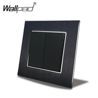 eu 2 gang 2 way switch wallpad aluminum chrome plate metal 2 way stair cross over wall lights button switch 110v 240v with claws