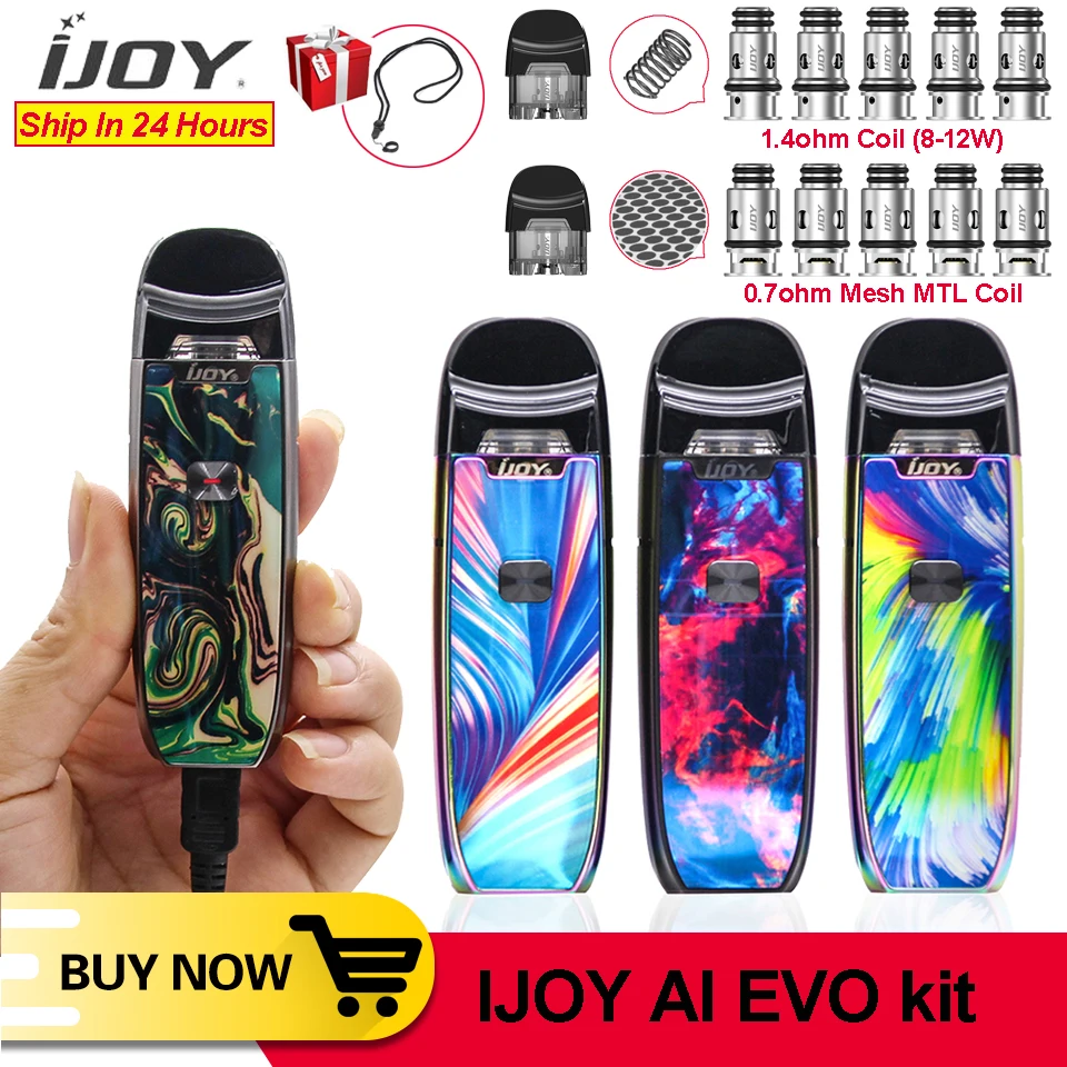 Оригинальный Новый IJOY AI EVO полимерный Pod vape pen Starter 1100 мАч набор 0 7 сетка/1.4ohm катушка