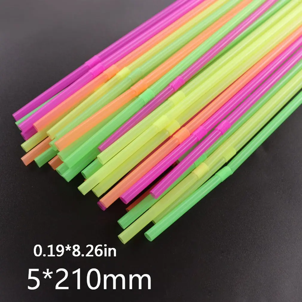 

Neon Flexible Straws Bendy Assorted Coloured Festival Birthday Party Disposable Bendy Drinking Straws 210mm