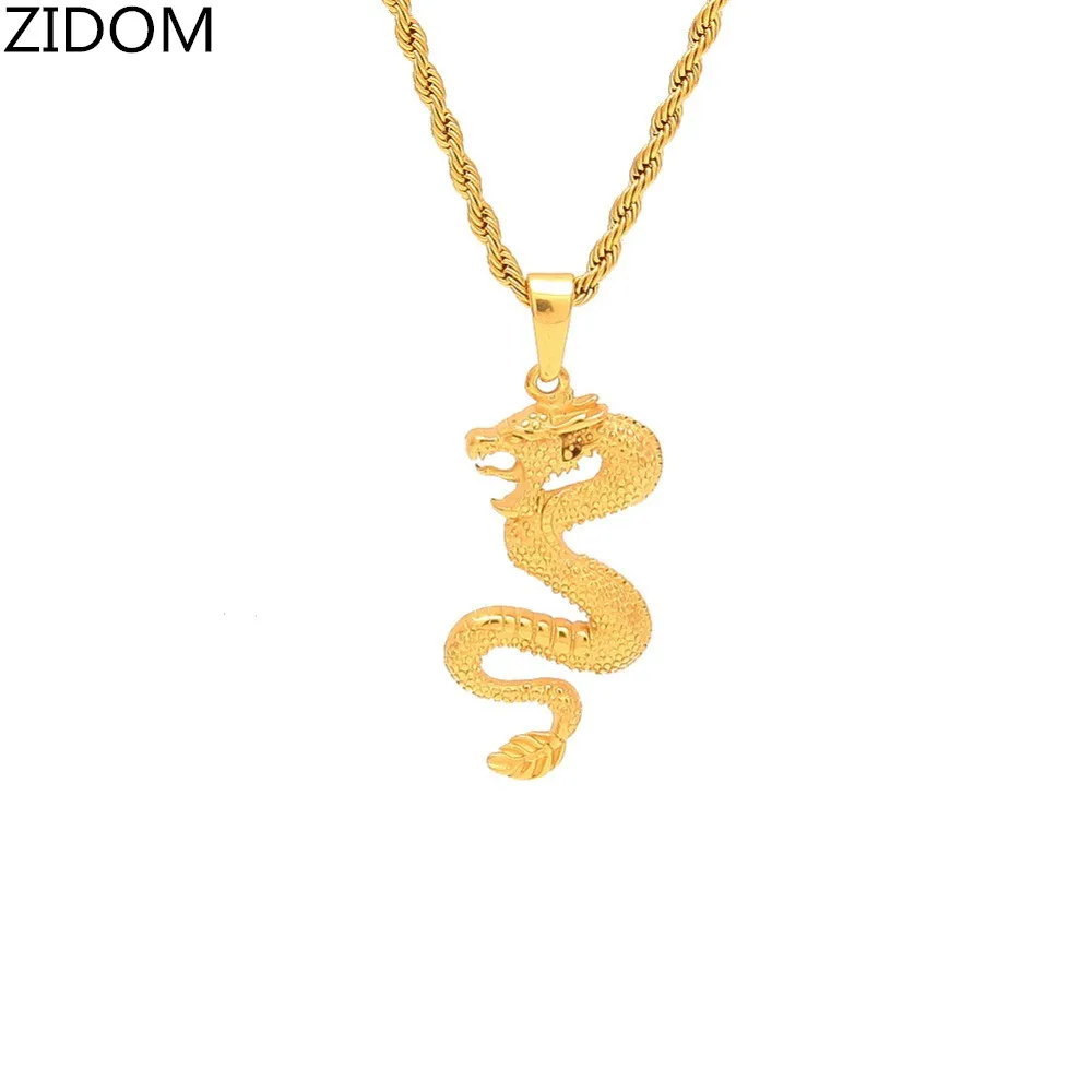 Золотой цвет нержавеющая сталь форма дракона подвески мужские хип-хоп/рок Модные