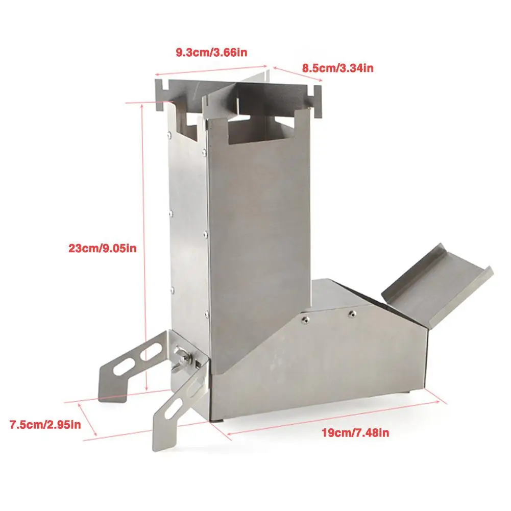 

Portable Camping Stove With Handle Stainless Steel Folding Stove Outdoor Camping Survival Gear Self Feeding Wood Burning Stove