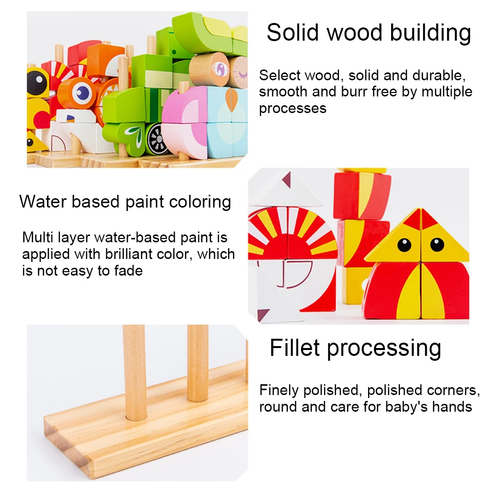 

Cartoon Owl Animal Wooden Building Blocks Stacking Game Educational Kids Educational Toys for Children Gift