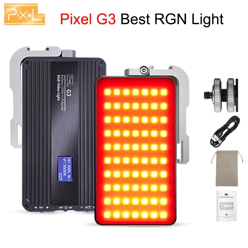 

Pixel G3 RGB видео светильник со встроенным модулем кронштейн для наклона PK пикселей G1S Godox Aputure для Youtube Tiktok для фотосъемки в студии
