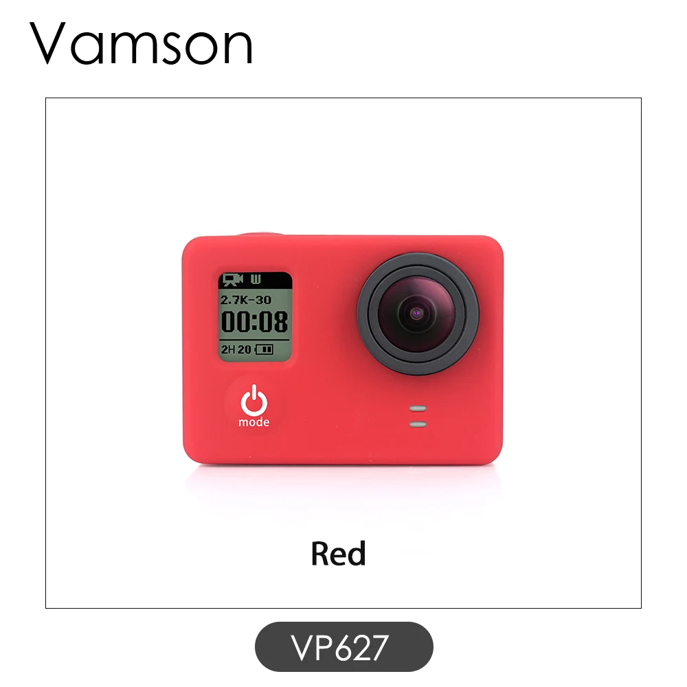 Vamson для Gopro аксессуары силиконовый 3 цвета гелевый резиновый защитный чехол пылезащитный кожаный чехол для GoPro Hero 4 3+ 3 камеры VP627 - Цвет: Red