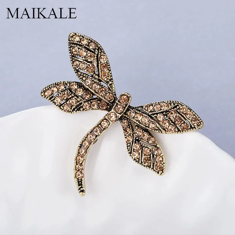 MAIKALE новая симпатичная стрекоза брошь на булавке хрустальные броши с насекомыми для женщин девочек рубашки детские подвесные аксессуары для сумок подарки