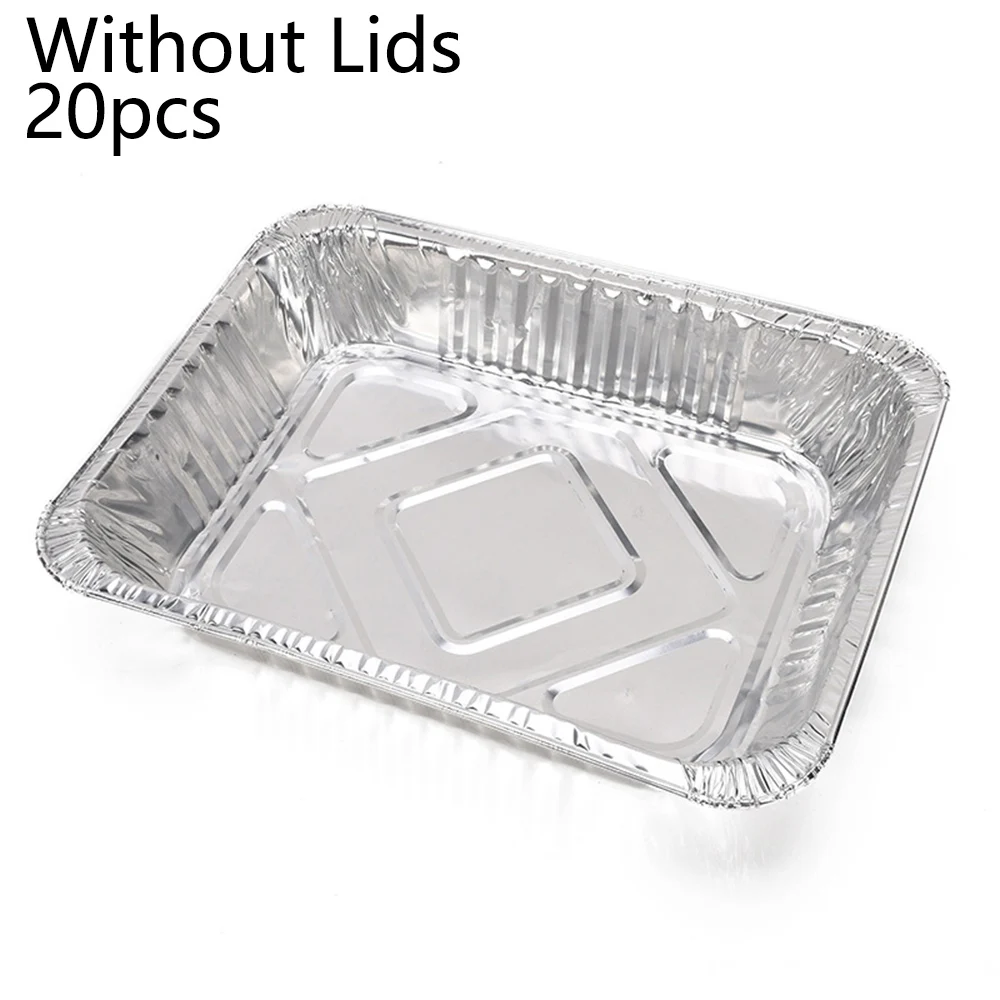 20Pcs/set Aluminum Foil Boxes Dishes Catering Containers Tray Bake Casserole Cake Tins BBQ Kitchen Supplies |