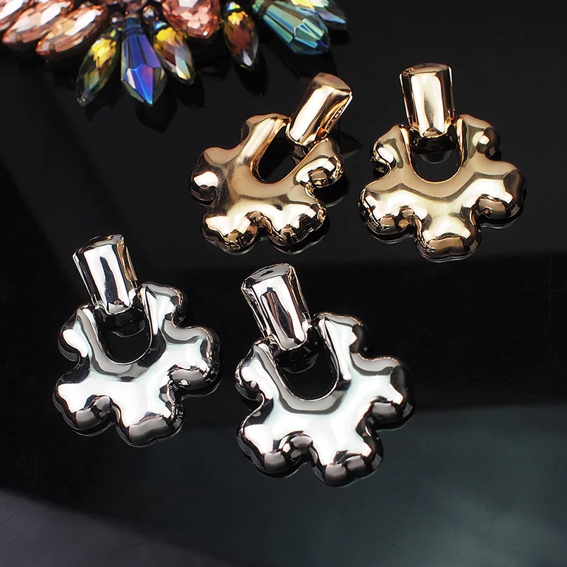 MANILAI Fashion Metal Geometric Stud Earrings For Women Smooth surface Alloy Maxi Big Party Gifts Jewelry | Украшения и