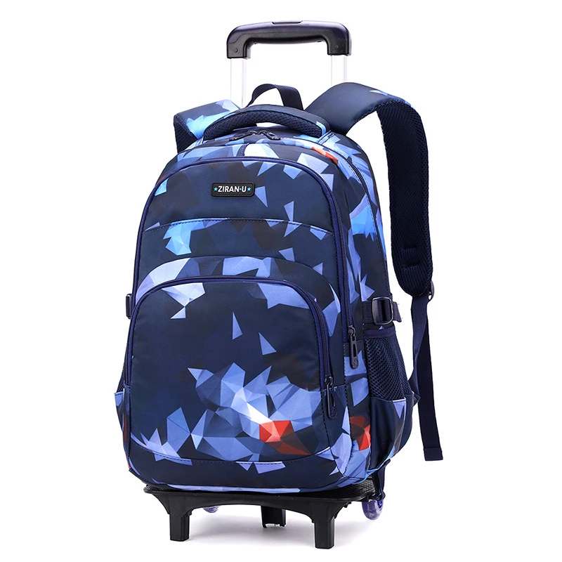 Children Starry Sky print Schoolbags for Boys Trolley Backpack Wheeled Kids Detachable Orthopedic Schoolbag Student Rolling Bags