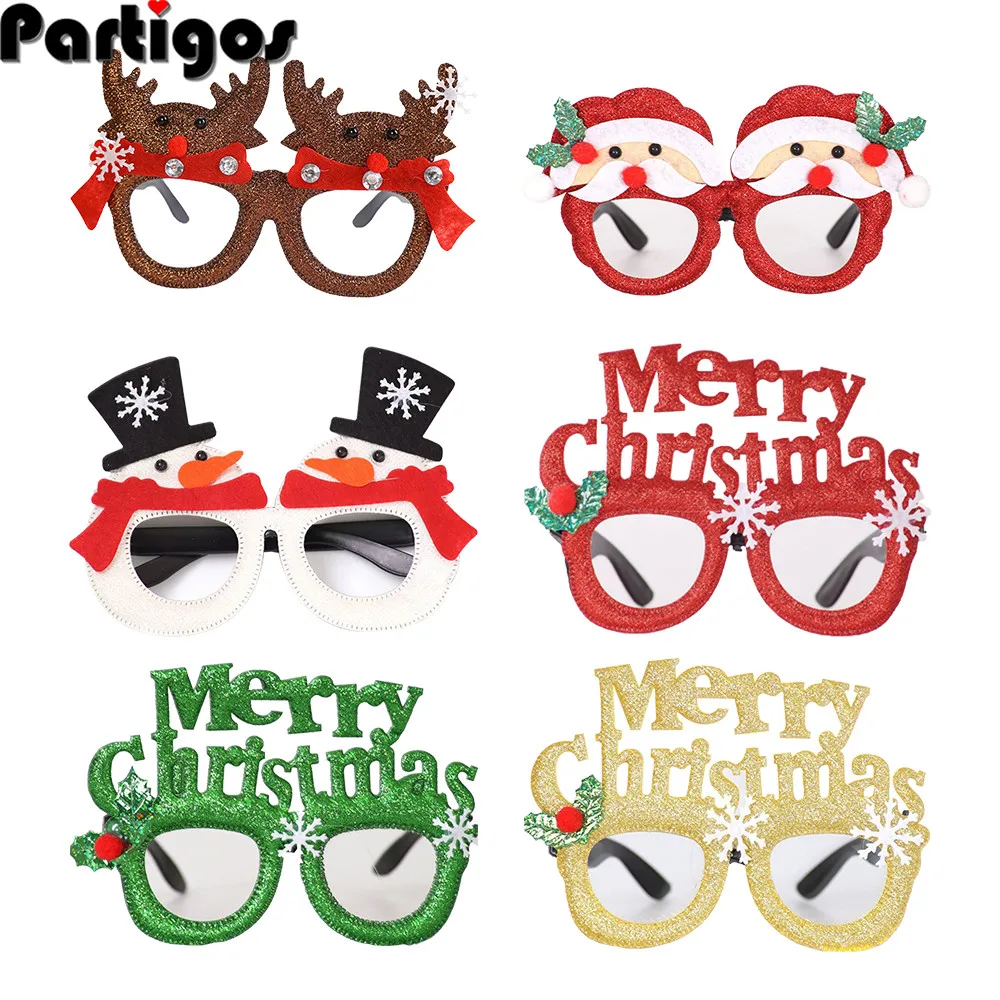 

6pcs Christmas Glasses Glitter Party Glasses Frames Christmas Decoration Costume Eyeglasses for Christmas Parties Holiday Favors