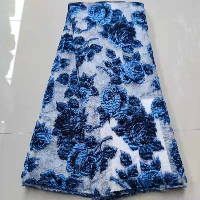 

2021 High Quality Nigerian Embroidered Brocade Lace French Tull African Organza Lace Fabric Jacquard Fabric For Wedding P1443