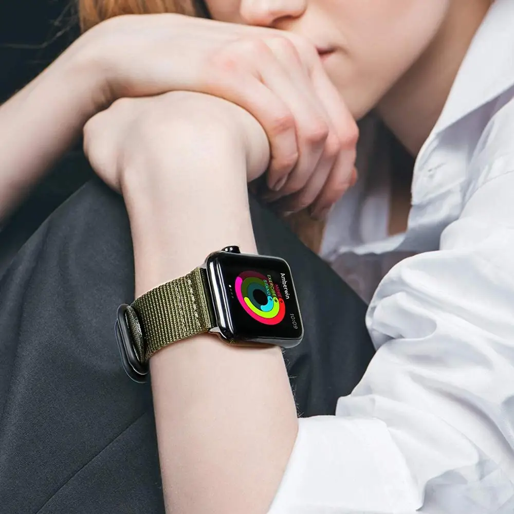 Ремешок NATO для apple watch band 44 мм 40 спортивный нейлоновый браслет iWatch 3 5 6 4 2 1 se 38 42 -