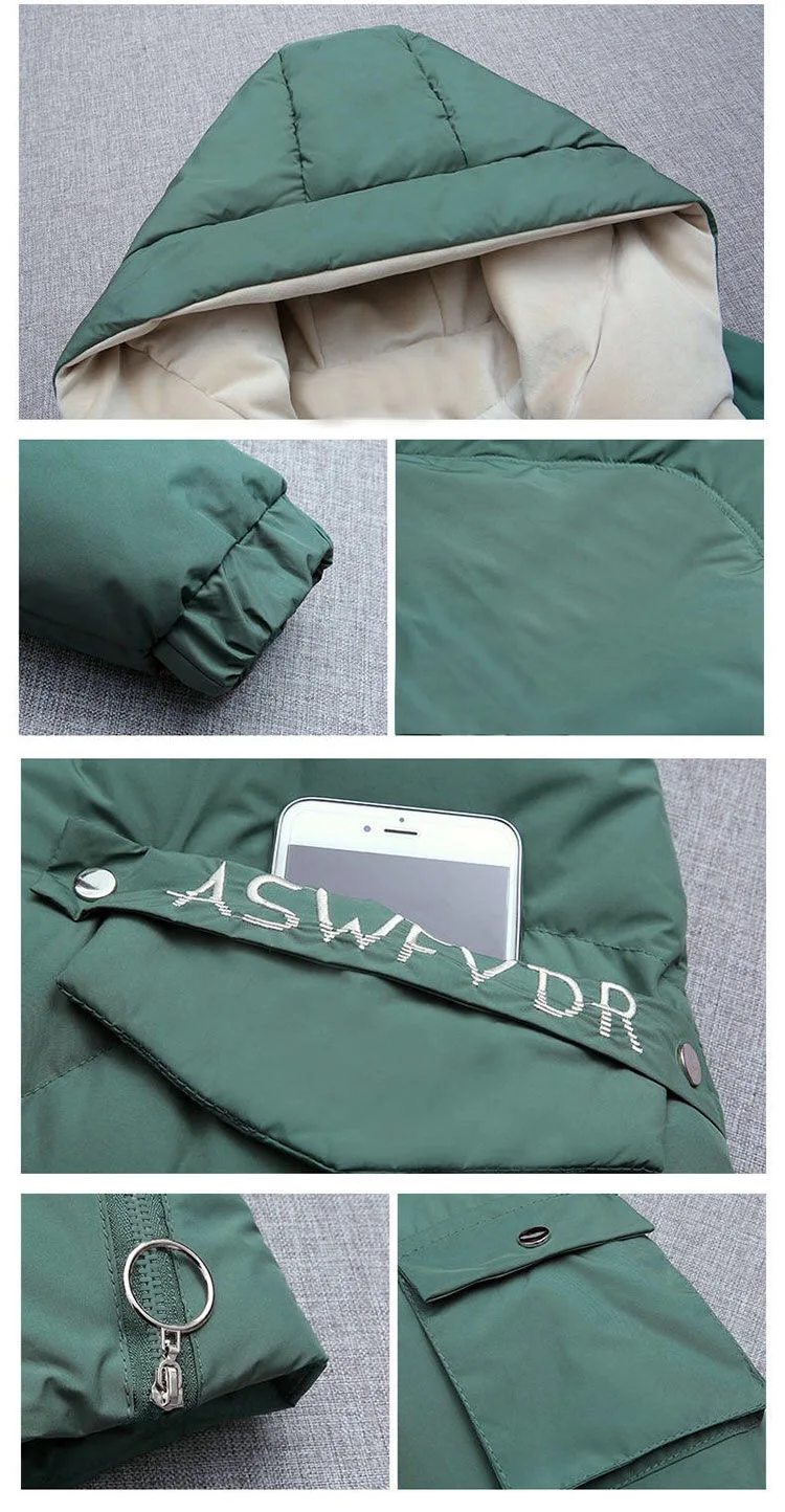 

Women Winter Hooded Warm Coat Plus Size Green Cotton Padded Jacket Female Long Parka Womens Wadded Jaqueta Feminina K113001
