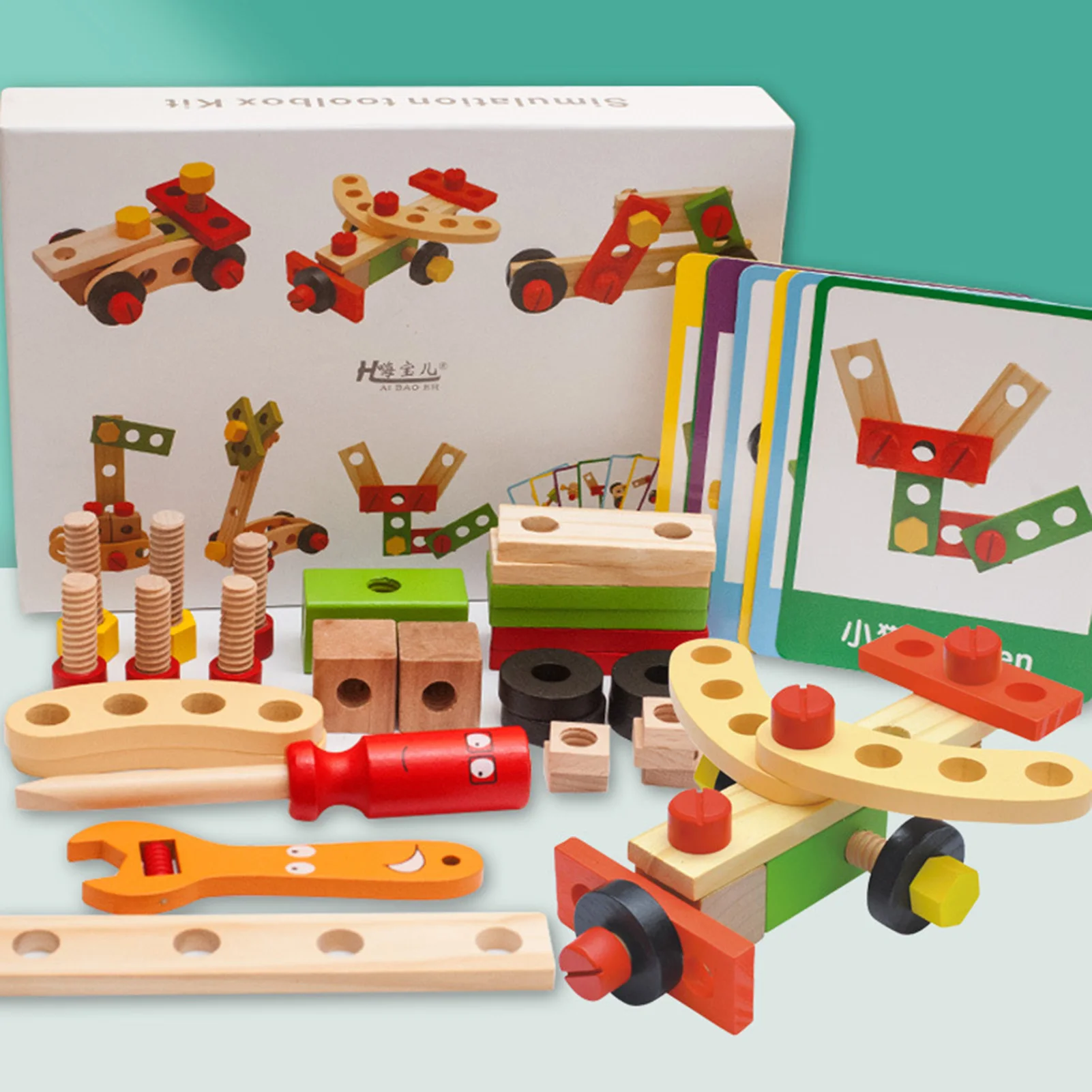 

Wooden Simulation DIY Nut Combo Set Boy Repair Kit Early Childhood Education Puzzle Play House Toy DIY Wooden Childhood Toy