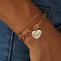 european and american jewelry punk hip hop metal chain bracelet personality creative love lettering bracelet female