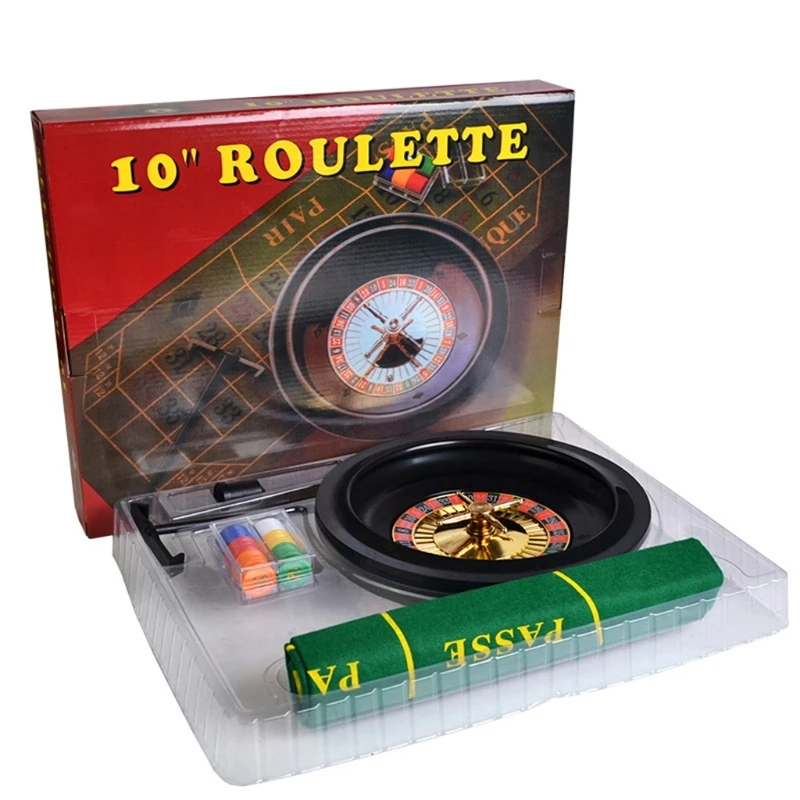 

10 inch Roulette Game Set with Table Cloth Poker Chips for Bar Party Borad Game