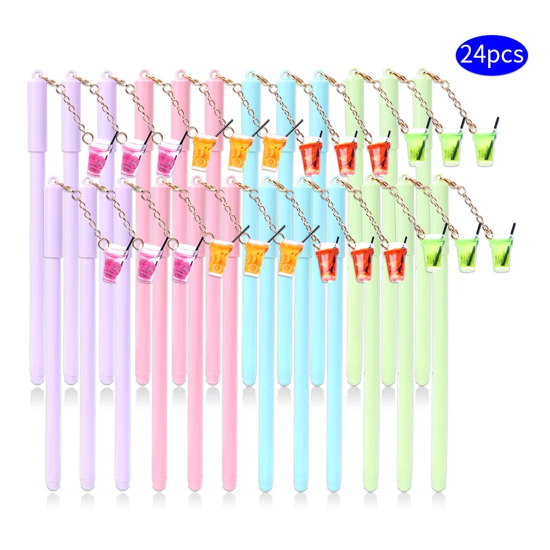 24 шт./компл. корейский креативные милые гелевая ручка в виде фламинго кулон