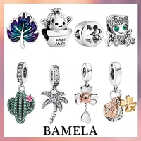bamela 925 sterling silver cactus maple leaf clover charm christmas gift bead diy for original pandora bracelet jewelr for women