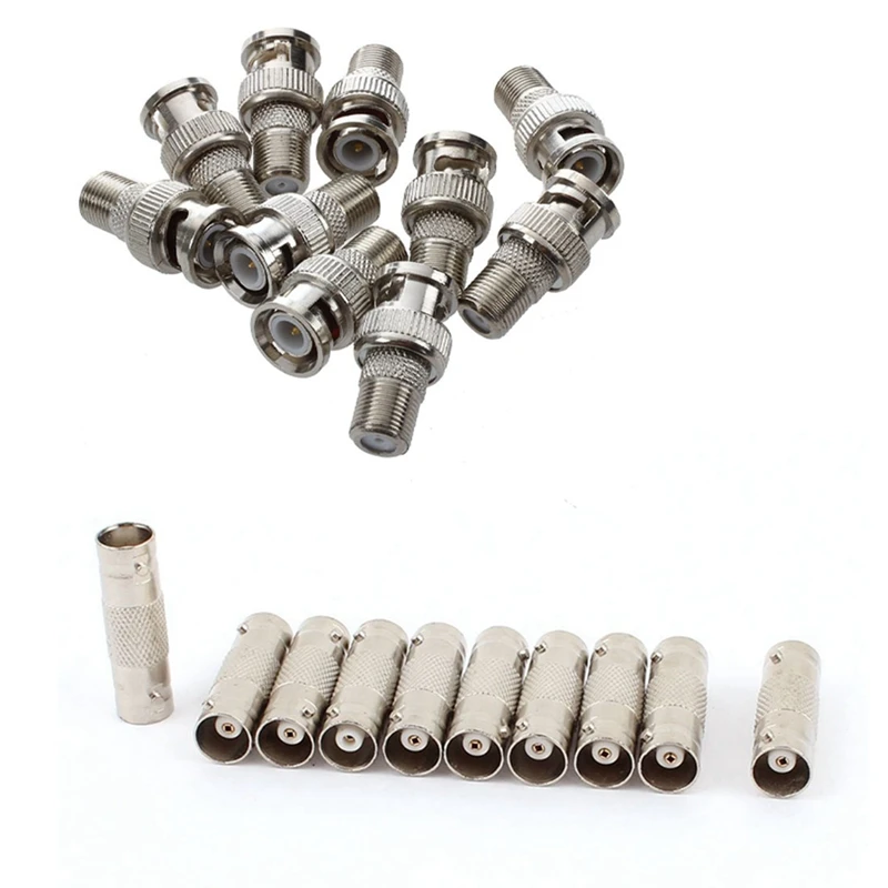 

10Pcs BNC Male To F Female CCTV Camera Coax Cable Connector & 10Pcs BNC Female CCTV RG59 Coaxial Cable Connector
