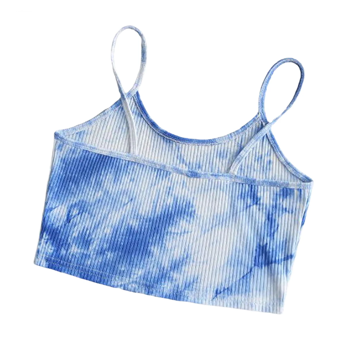 

Women New Fashion Tie Dye Print Tank Vest Spring Summer Sleeveless Sexy Crop Tops Ribbed Knitted Leisure Basic Bodycon Bra Camis