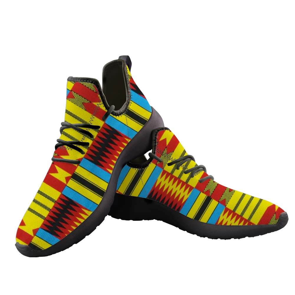 

ELVISWORDS New Flats Shoes African Ethnic Printing Men Cusual Light Knitting Mesh Sneakers Vintage Vulcanize Shoes For teen boy