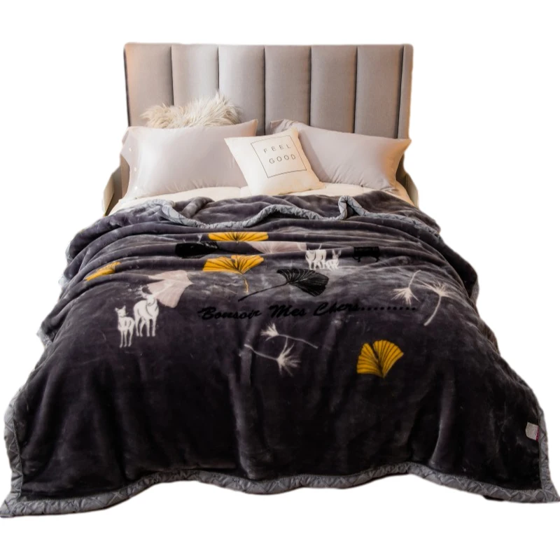 

Winter Flannel Blanket Beds Double Adult Warm Plush Cozy Soft Wearable Thick Blankets Art Household Coperta Home Textile DF50TZ