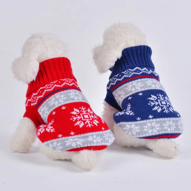 

Christmas Pet Dog Sweaters Puppy Cat Clothes Elk Printed Knitwear Turtleneck Winter Warm Puppy Clothing Cute Dot Doggie Sweater