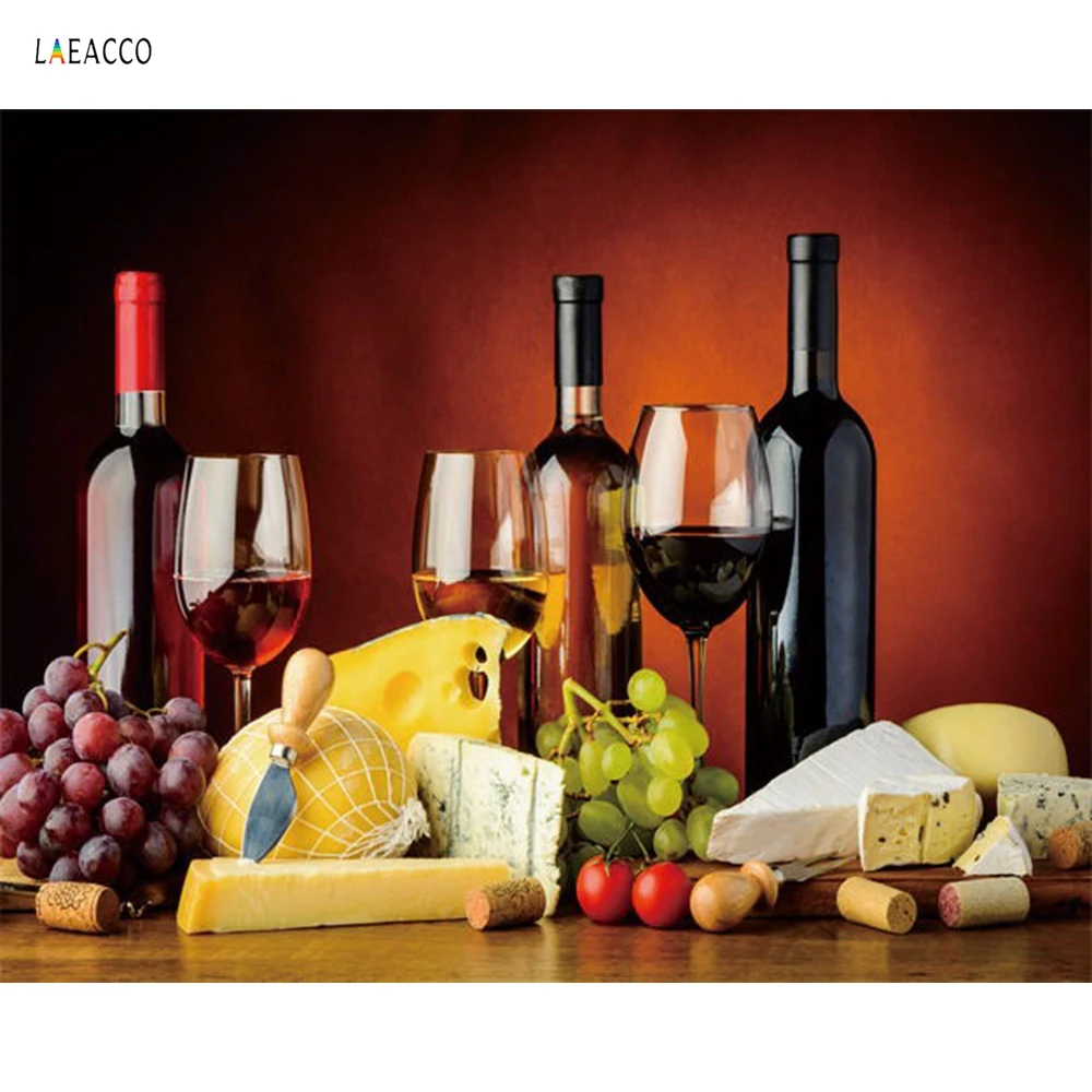 

Laeacco Red Wine Food Kitchen Painting canvas wall art Decoration Home Posters Oil Paintings Picture A Painting For The Wall