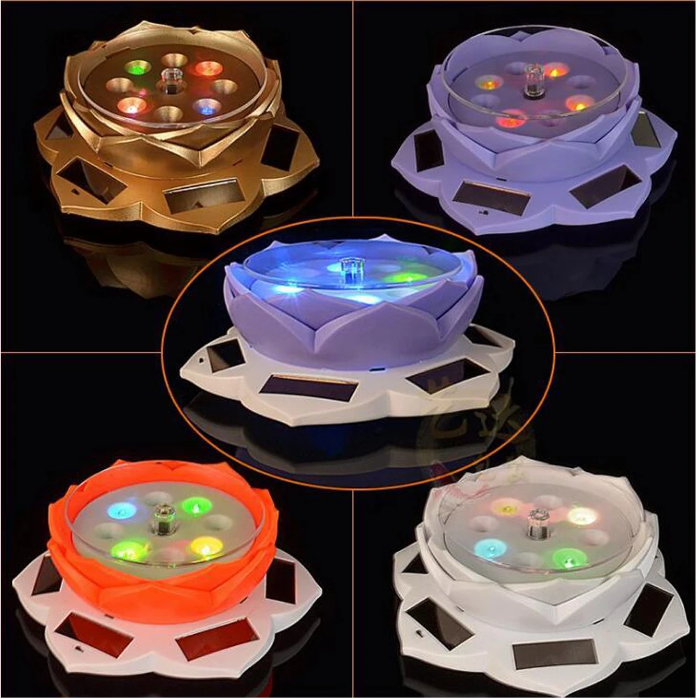 

Prettyia Lotus Rotating Jewelry Display Stand Solar Powered Watch Turntable
