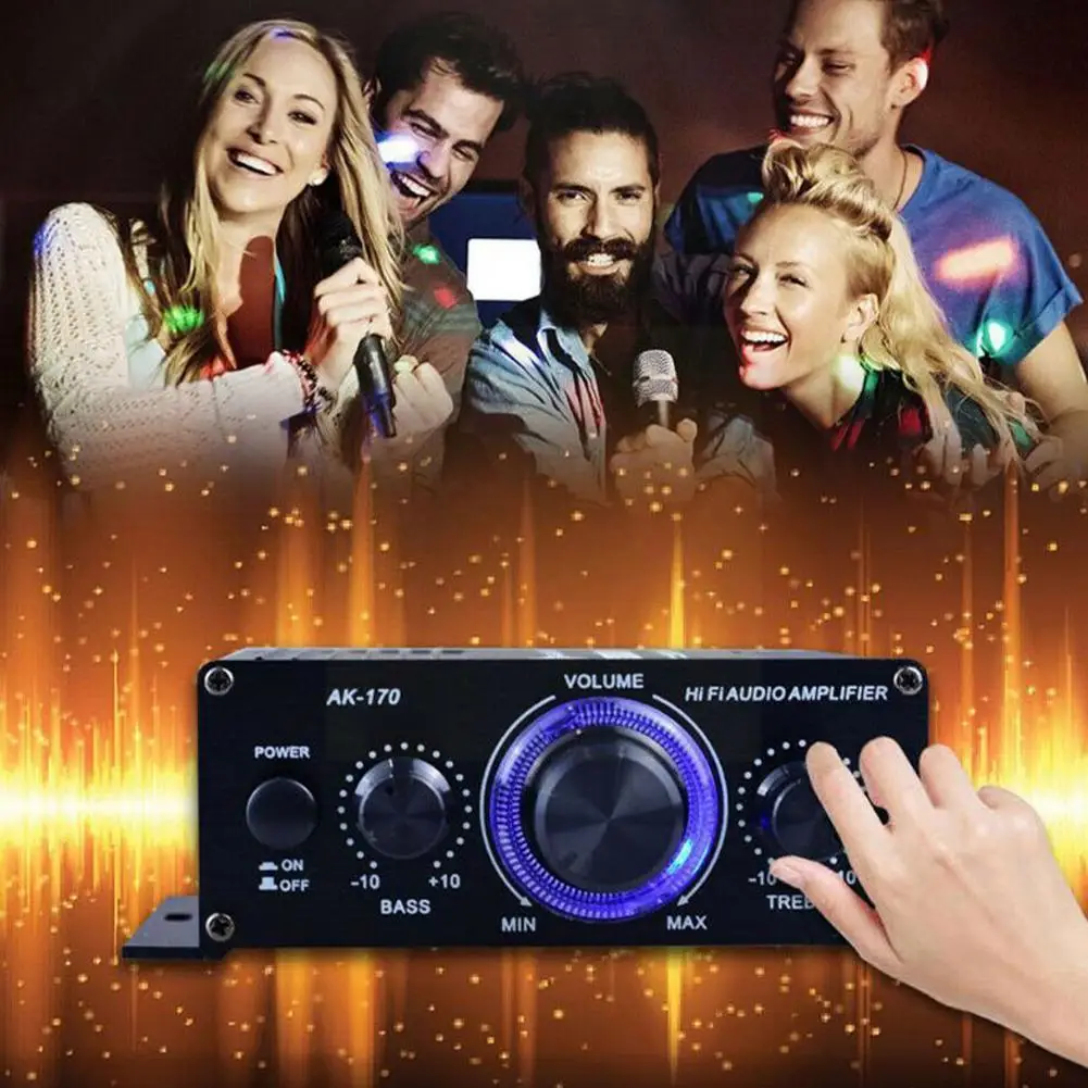 

AK170 12V Mini 400W HIFI Digital Stereo Audio Amplifier Theater FM AMP Car Radio Home Car Microphone Amplificador Z0S0