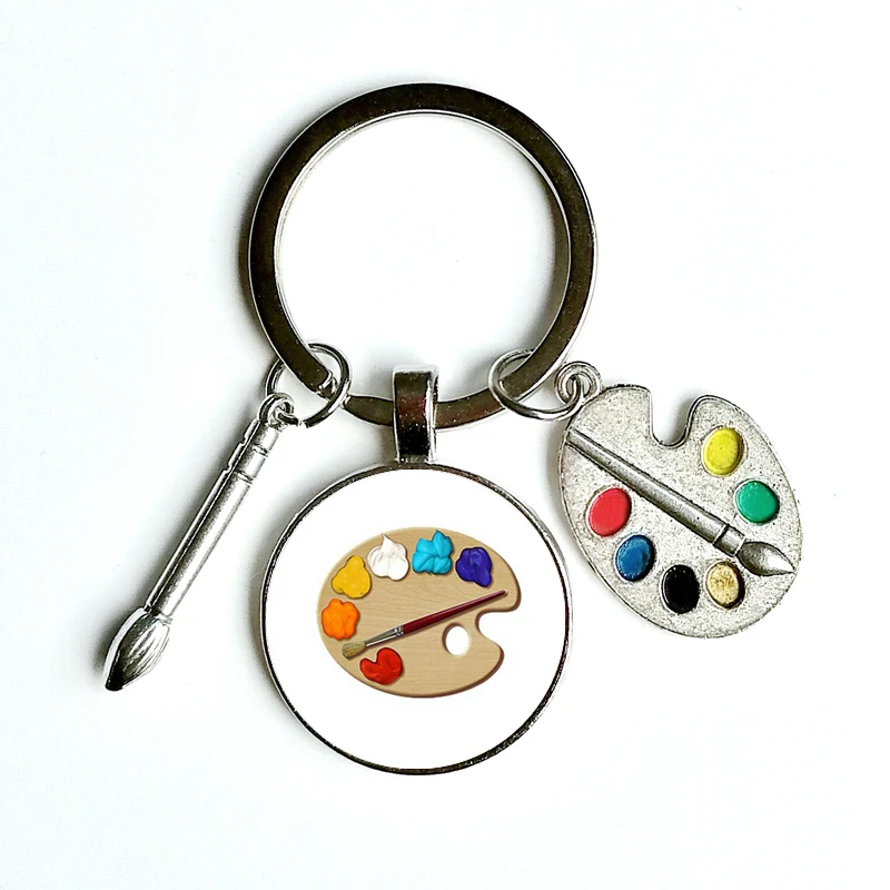 Цветная палитра кабошон с фото стеклянная подвеска брелок ручной работы кисть и