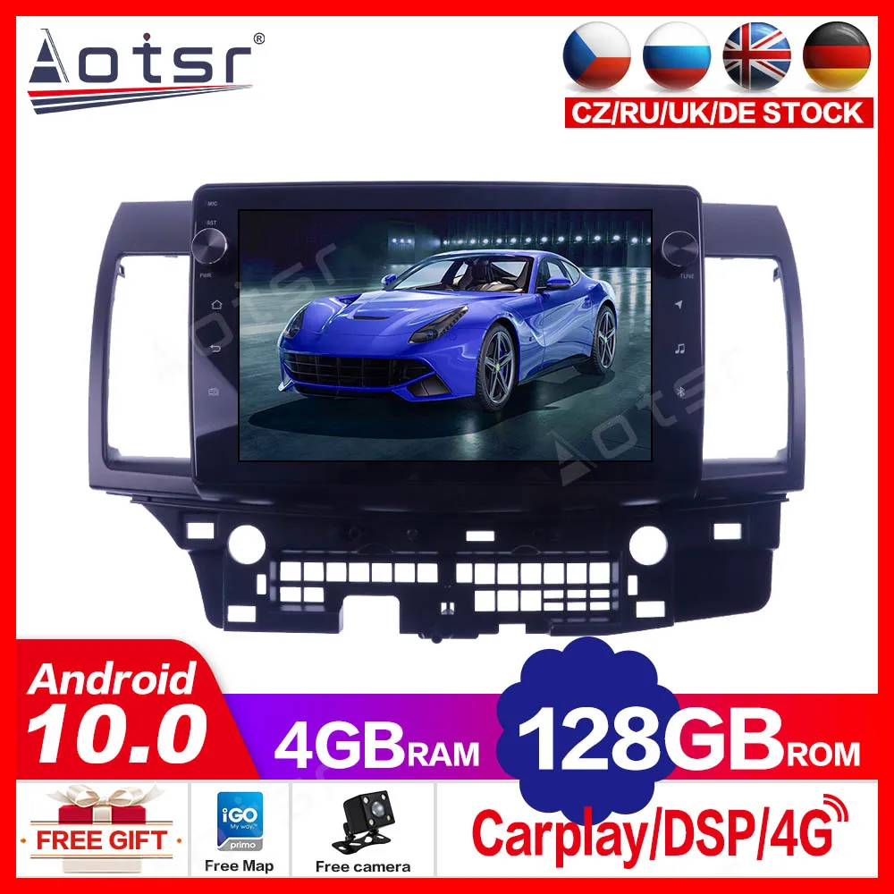 4+128G For Mitsubishi Lancer 10 CY 2007 - 2015 Android10 Car Multimedia Player GPS Navigation Auto Stereo Head Unit Tape Recorde