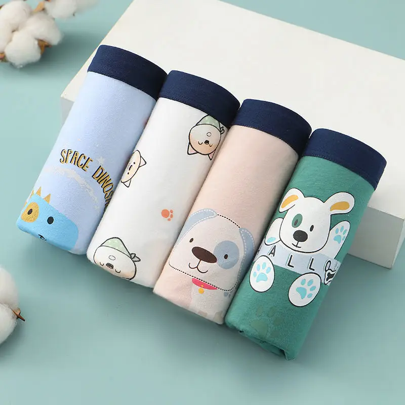 

4pcs Children's Boxing Underwear Men's Printed Breathable Comfortable underwear Children's Soft boxer Underwear L-5XL