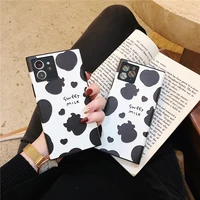 cute milk cow square phone case for iphone 12 mini 11 pro max x xs xr 7 8 plus se 2020 love heart soft tpu silicone cover