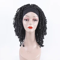 short black headband dreadlock wig synthetic soft faux locs wigs braiding crochet twist hair wigs for black womenmen