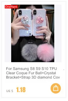 Для samsung S8 S9 S10 Note10 9 меховой шар+ Кристалл 3D Кронштейн+ ремешок Алмазный чехол для iphone 11 Pro 6 7 8 Plus XS MAX XR чехол для телефона