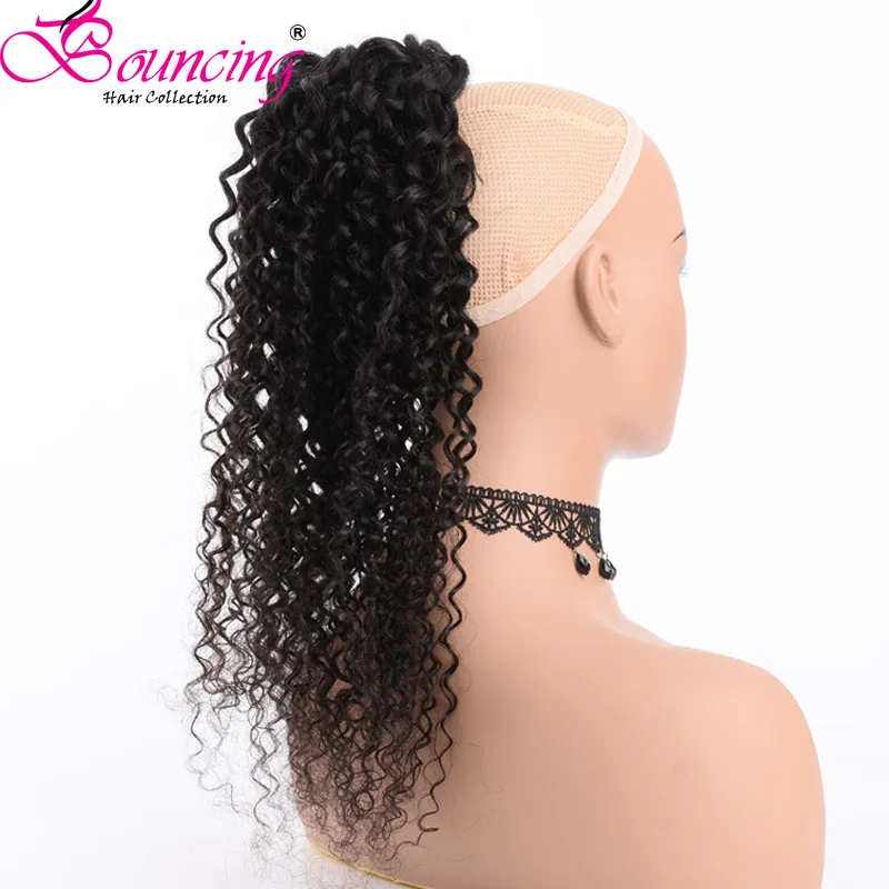 Похлопывающий кудрявый конский хвост бразильские волосы Remy зажим для конского