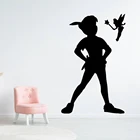 Декоративные наклейки для детской комнаты, виниловые наклейки Питер Пэн, Мультяшные Наклейки на стены стикер, стены, персонаж Питер Пэн с феей, съемные настенные росписи AF074