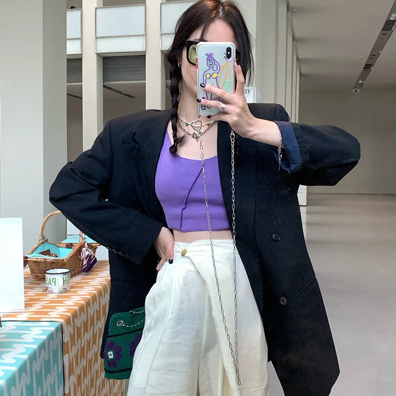 

Nantao solid color stitching U-shaped suspender vest for women in 2021 summer