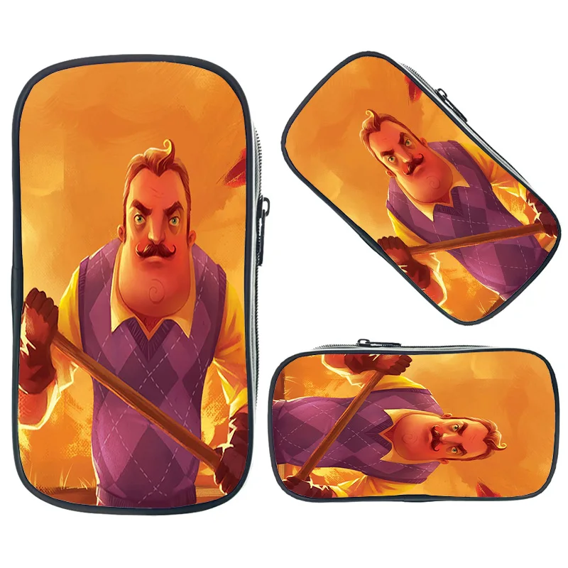 Горячая игра Hello Neighbor косметические Чехлы двойной карандаш держатель детские